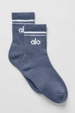 Unisex Half-Crew Throwback Sock - Bluestone/White