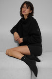 Hazy Mock Neck Pullover - Black