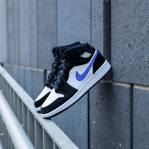 AIR JORDAN 1 MID BLACK RACER BLUE WHITE