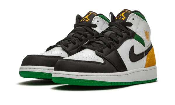 AIR JORDAN 1 MID SE WHITE LASER ORANGE LUCKY GREEN