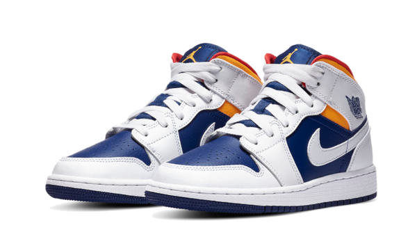 AIR JORDAN 1 MID WHITE LASER ORANGE DEEP ROYAL BLUE