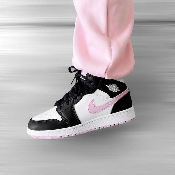 AIR JORDAN 1 MID WHITE BLACK LIGHT ARCTIC PINK